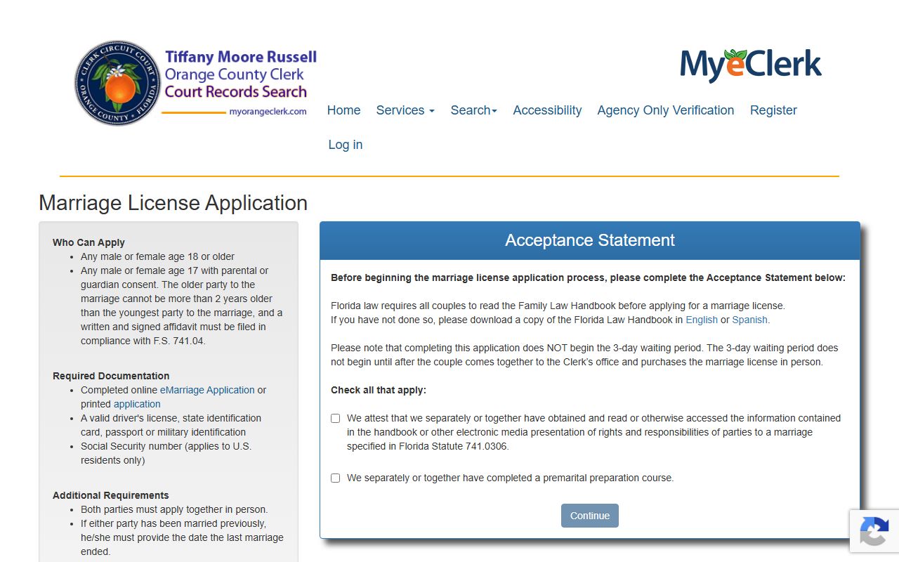 Orange County marriage records online marriage application portal
