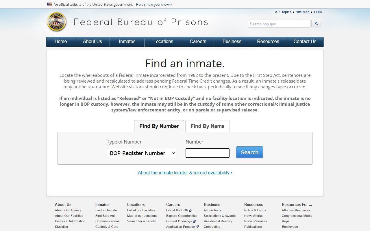 Orange County released inmates federal Bureau of Prisons inmate locator