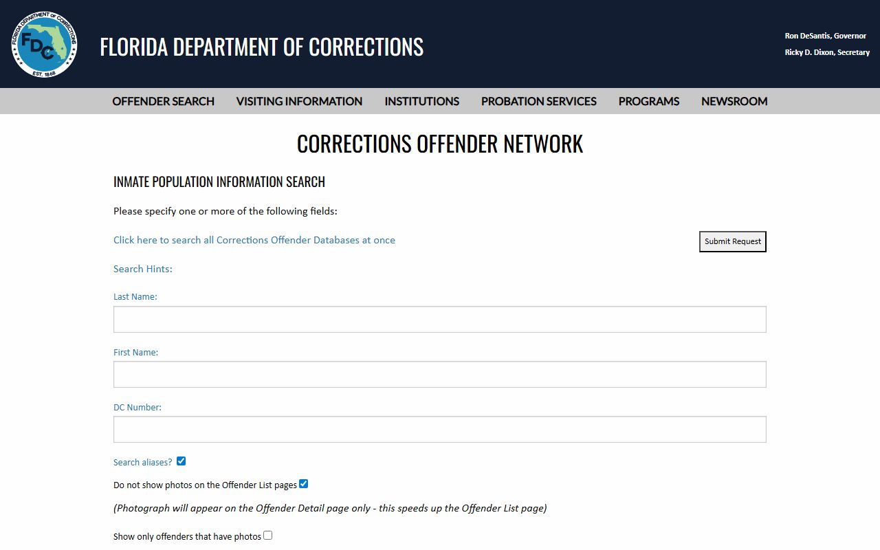 Orange County inmate population Florida Department of Corrections population search