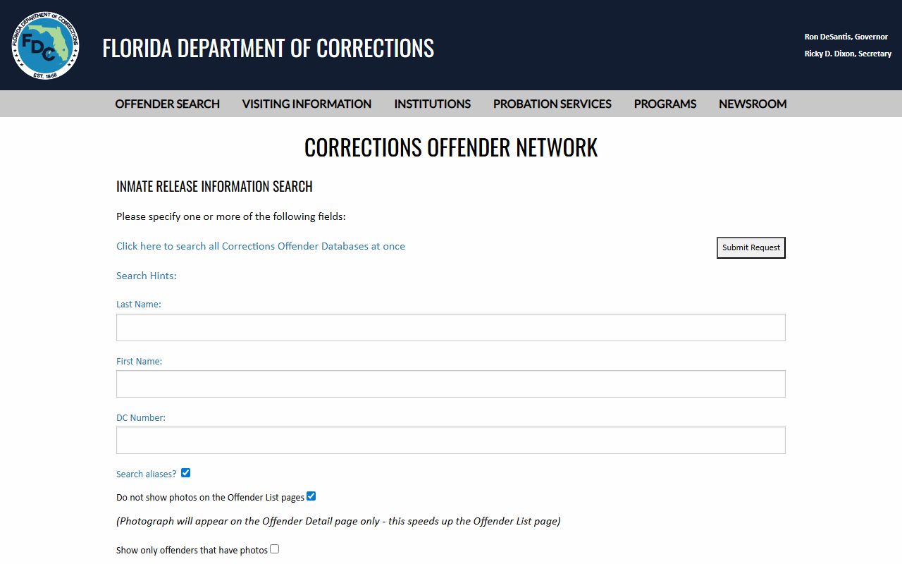 Orange County released inmates Florida Department of Corrections release search