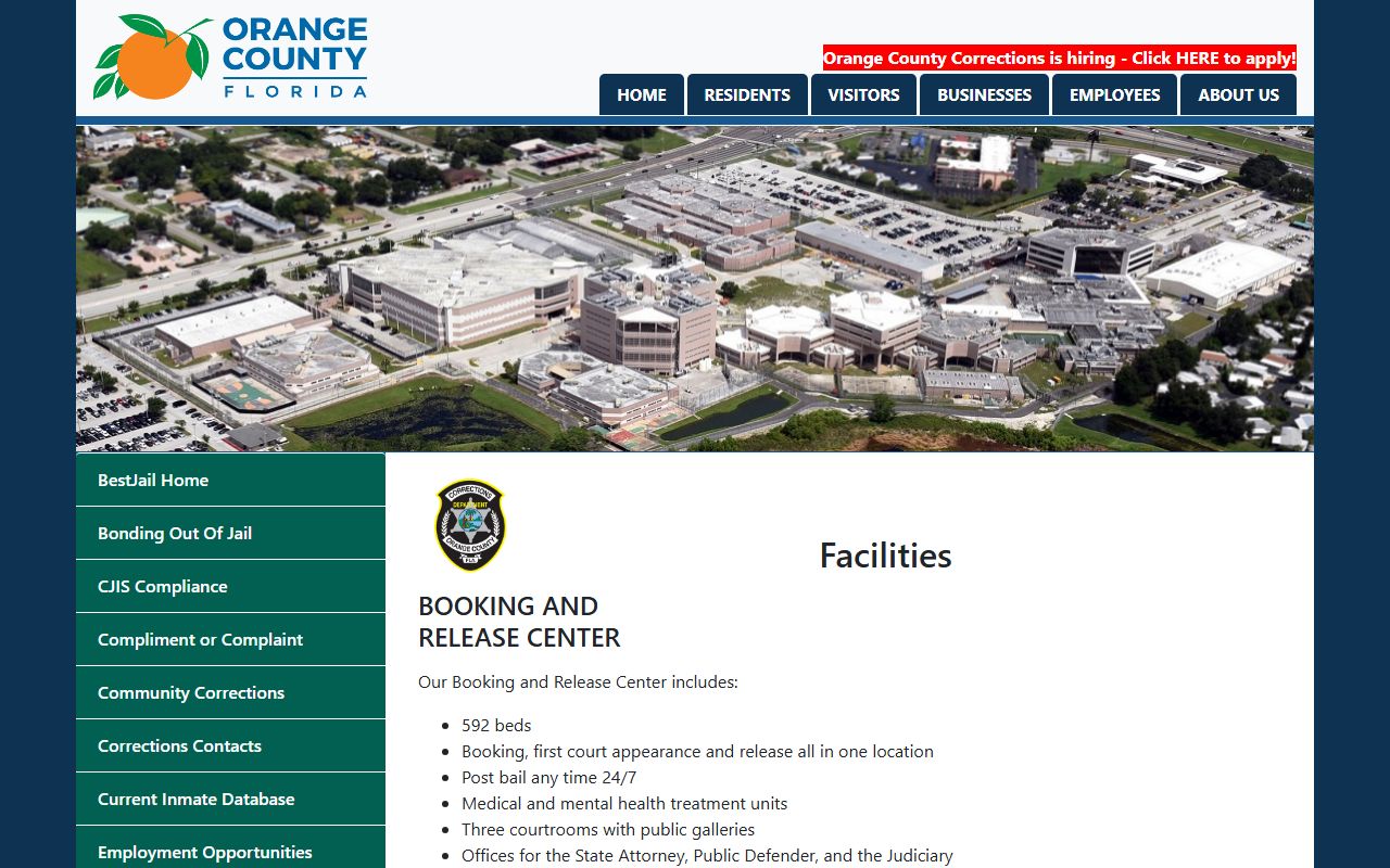 Orange County inmate records jail facilities and bed counts