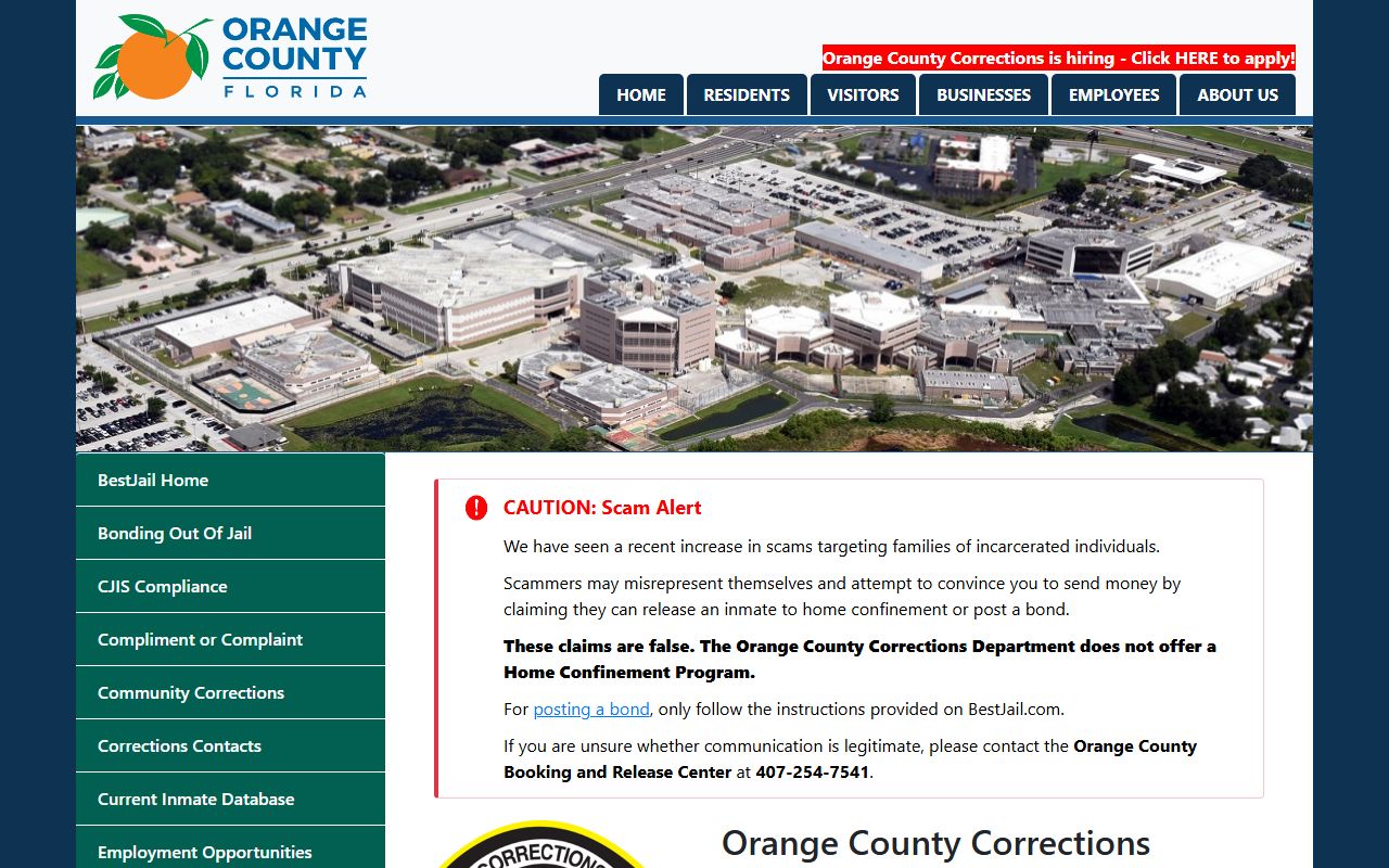 Orange County inmate population jail and inmate services page